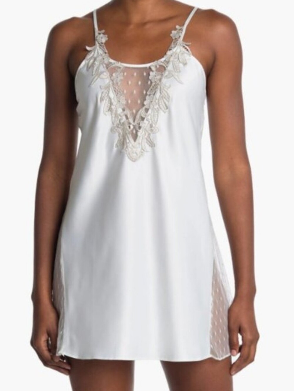 Flora White Lace-Trim Slip Dress